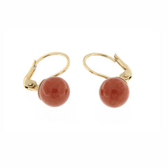 Earrings in 18 kt gold and spherical red coral
