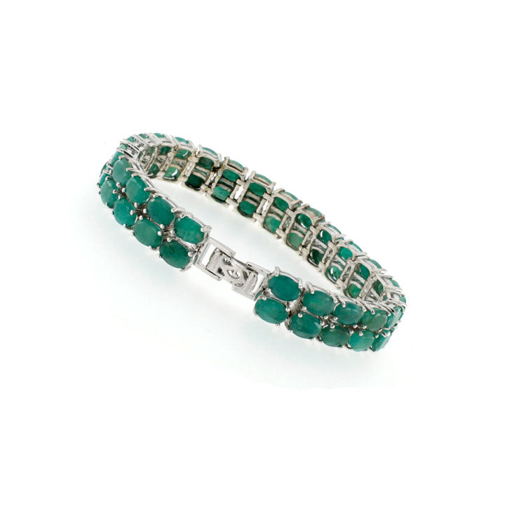 Bracelet in silver and emeralds
