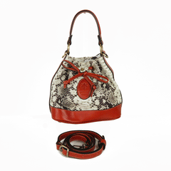 Borsa secchiello in pelle stampa pitone