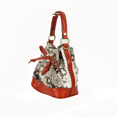 Borsa secchiello in pelle stampa pitone