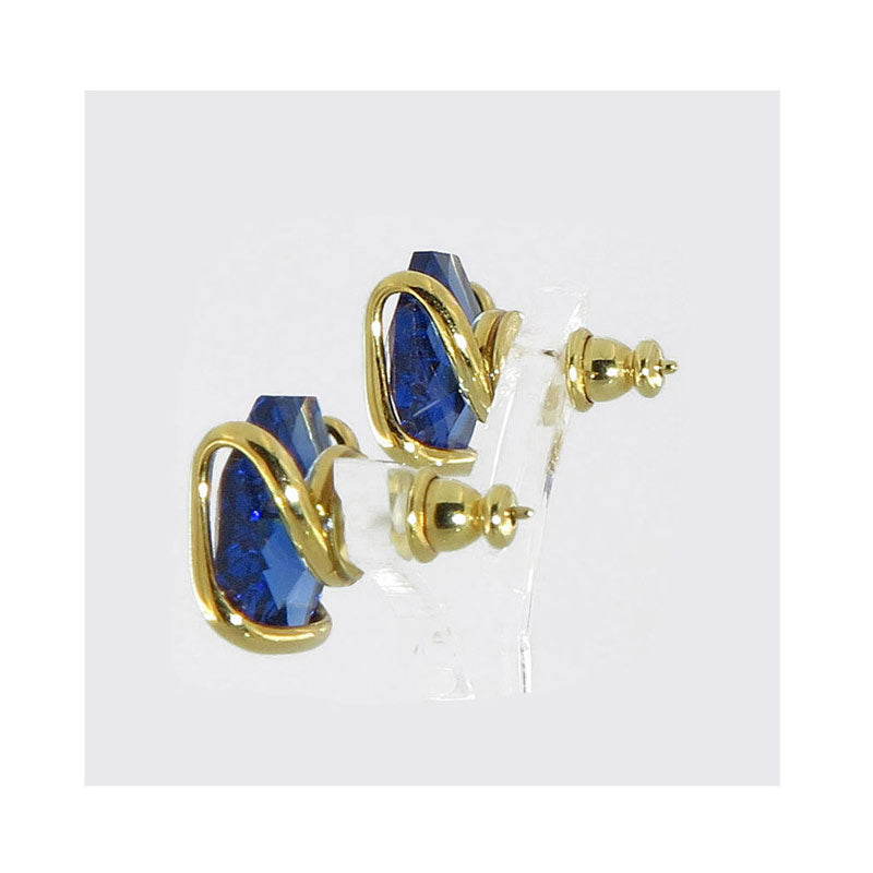 Orecchini a bottone cristallo blu