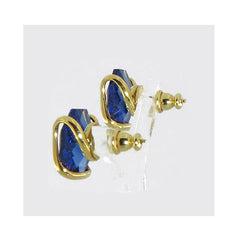 Orecchini a bottone cristallo blu