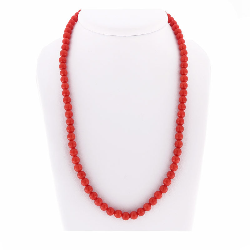6mm Red Coral Necklace