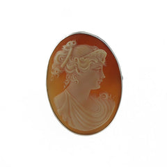 Silver ring with cameo with a woman's face