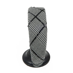 Cerchietto per capelli in tessuto principe di Galles bianco e nero con paillettes ricamate