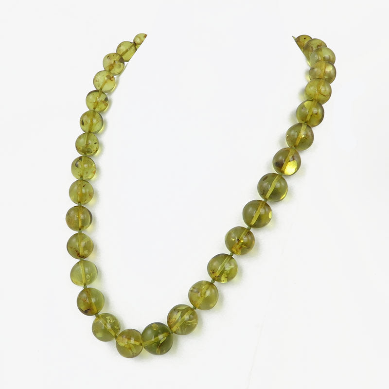Green Baltic amber necklace