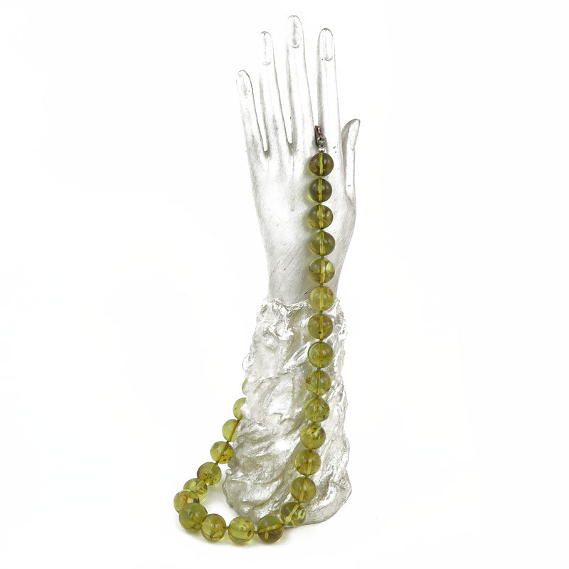 Green Baltic amber necklace