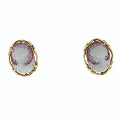 Hard stone and gold cameo earrings